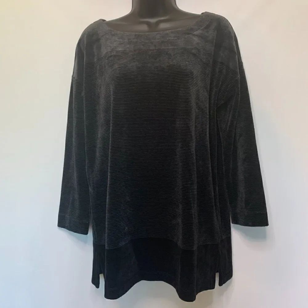 Talbots Black and Gray Velvet Shirt